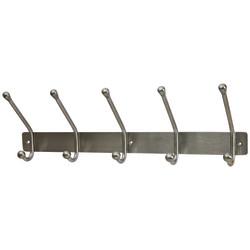 Jedo Hat & Coat Hook Rail - 450 x 40mm - 5 Hooks - Satin Stainless Steel