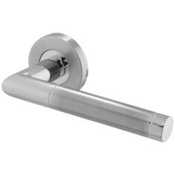 Altro Satin/Polished Stainless Steel Door Handles on Round Rose - Duo 2 Range