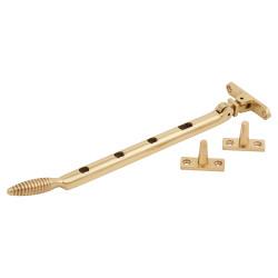 Hampstead Reeded Casement Window Stay - 10"/250mm Length - Polished Brass