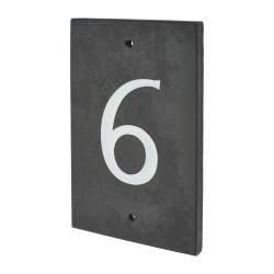 Slate Screw Fix Door Numeral - 6 - 140 x 90mm - Polished Black