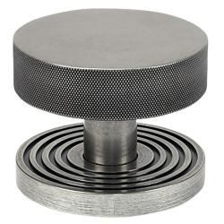 From The Anvil Brompton Pewter Round Knurled Centre Door Knob on Beehive Rose - 90mm Rose Diameter