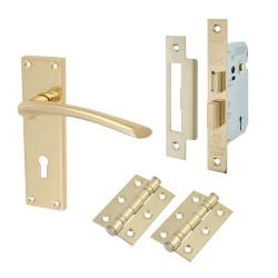 Touchpoint Polished Brass 3 Lever Sashlock Door Handles Pack - Rimini Range