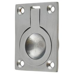 Altro Rectangular Flush Ring Cabinet Pull Handle - 50 x 38mm - Satin Chrome