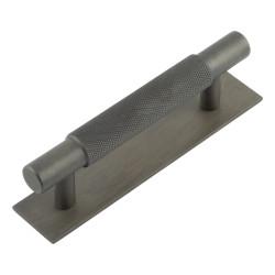 Hoxton by Frelan Taplow 18mm Knurled T-Bar Cabinet Pull Handle on Plain Backplate - 96mm c/c - Dark Bronze