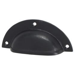 Olde Forge Vintage Lipped Cabinet Cup Handle - 86mm Centres - Black Iron
