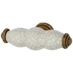 Hampstead 24mm Porcelain Crackle Glaze Shutter T-Bar Cabinet Knob - 76 x 24mm - Antique Brass