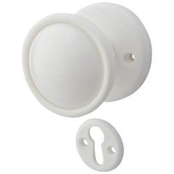 Touchpoint White Plastic Mortice/Rim Door Knob with Escutcheon - 51mm Rose Diameter