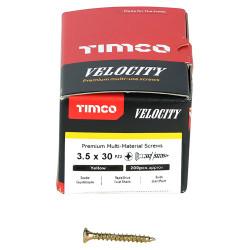 TIMCO Velocity Pozi Countersunk Wood Screws - 3.5 x 30mm - Yellow Zinc - Pack of 200