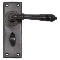From The Anvil Aged Bronze Reeded Bathroom Door Handles - 152 x 50mm