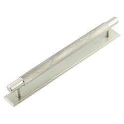 Hoxton by Frelan Taplow 18mm Knurled T-Bar Cabinet Pull Handle on Stepped Backplate - 224mm c/c - Satin Nickel