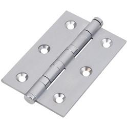Performance Brass Washered Butt Door Hinge - 75 x 50 x 2.5mm - Satin Chrome - Pair