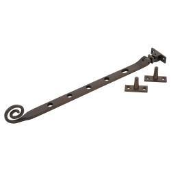 Hampstead Open Curl Casement Window Stay - 12"/300mm Length - Soft Antique Bronze