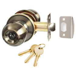 Touchpoint Antique Brass Bala Hotel Entrance Mortice Door Knobset - 65mm Rose Diameter