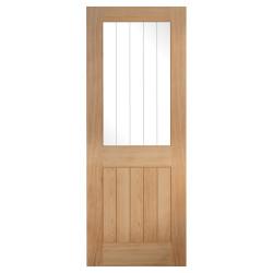 LPD Belize 1 Light Clear Glazed with Frosted Lines Unfinished Internal Door - 2032 x 813mm - Oak