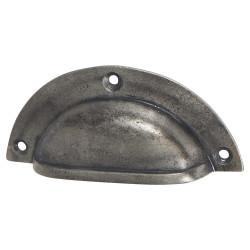 Olde Forge Vintage Lipped Cabinet Cup Handle - 86mm Centres - Pewter Effect