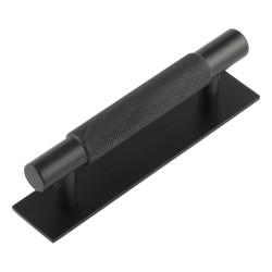 Hoxton by Frelan Taplow 18mm Knurled T-Bar Cabinet Pull Handle on Plain Backplate - 96mm c/c - Black