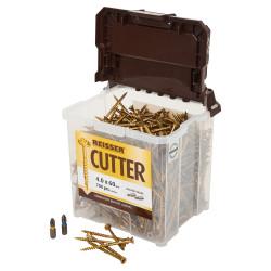 Reisser Cutter Pozi Countersunk Wood Screws Tub - 4.0 x 60mm - Yellow Zinc - Pack of 700