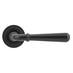 From The Anvil Aged Bronze Door Handles on Round Art Deco Rose - Newbury Range