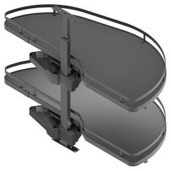Emuca Titane Lake Corner Pull Out Organiser - Cabinet Width 860mm - Left Hand - Anthracite Grey