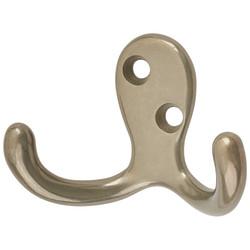 Altro Diecast Double Coat Hook - 70 x 30mm - Satin Nickel - Pack of 10