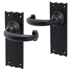 Olde Forge Antique Black Windsor Tudor Latch Door Handles - 152 x 55mm