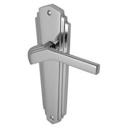 Heritage Brass by M Marcus Polished Chrome Art Deco Latch Door Handles - Waldorf Range - 203 x 66mm