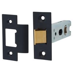 Jedo Heavy Duty Bolt Through Tubular Latch - 76mm Case - 57mm Backset - Square - Matt Black