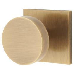 Heritage Brass by M Marcus Disc Cabinet Knob on Square Backplate - 32mm Diameter - Antique Brass