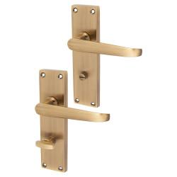 Touchpoint Antique Brass Victorian Straight Bathroom Door Handles - 155 x 42mm