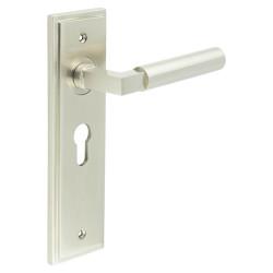Burlington by Frelan Satin Nickel Fire Rated Euro Lock Door Handles - Westminster - 200 x 55mm