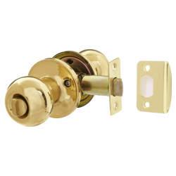 Touchpoint Polished Brass Bala Hotel Bathroom Mortice Door Knobset - 65mm Rose Diameter