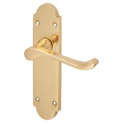 Touchpoint Polished Brass Victorian Summer Scroll Latch Door Handles - 168 x 40mm
