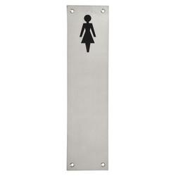 Altro Finger Plate - Ladies Toilet Door Sign - 300 x 75mm - Satin Stainless Steel