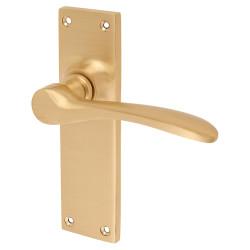 Hampstead Satin Brass Latch Door Handles - Buckingham Range - 152 x 41mm