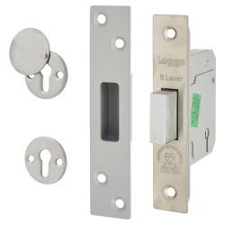 Legge Heavy Duty BS3621:2007 5 Lever Deadlock - 64mm Case - 44mm Backset - Polished Stainless Steel