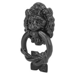 Olde Forge Lion Door Knocker - Antique Black Iron - 152 x 90mm