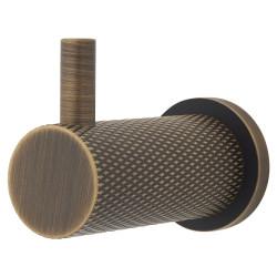 Alexander & Wilks Brunel Diamond Knurled Single Coat Hook - 48 x 25mm - Antique Brass