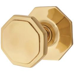 Altro Polished Brass Octagonal Centre Door Knob - 79mm Rose Diameter