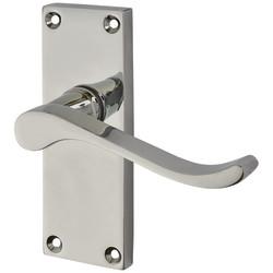 Touchpoint Polished Chrome Budget Scroll Latch Door Handles - Short Plate - Mia Range - 114 x 42mm