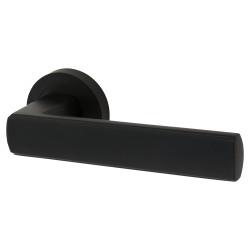 Altro Matt Black Door Handles on Round Rose - Zara Range