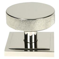 From The Anvil Brompton Polished Nickel Round Knurled Centre Door Knob on Square Rose - 90 x 90mm Rose