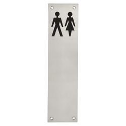 Altro Finger Plate - Unisex Toilet Door Sign - 300 x 75mm - Satin Stainless Steel