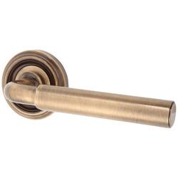 Jedo Antique Brass Door Handles on Round Rose - Parisian Elise Range
