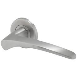 Altro Satin Stainless Steel Door Handles on Round Rose - Swept 1 Range
