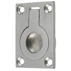 Altro Rectangular Flush Ring Cabinet Pull Handle - 38 x 27mm - Satin Chrome