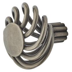 Olde Forge Cage Flat Round Cabinet Knob - 34mm Diameter - Polished Steel