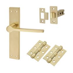 Altro Satin Brass Latch Door Handles Pack - Farley Range