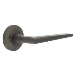 Burlington by Frelan Dark Bronze Fire Rated Door Handles on Round Chamfered Rose - Mayfair Range