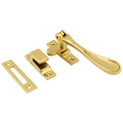 Hampstead Victorian Mortice & Hook Plate Casement Window Fastener - Reversible - Polished Brass