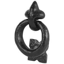 Olde Forge Ring Door Knocker - Antique Black Iron - 125 x 95mm